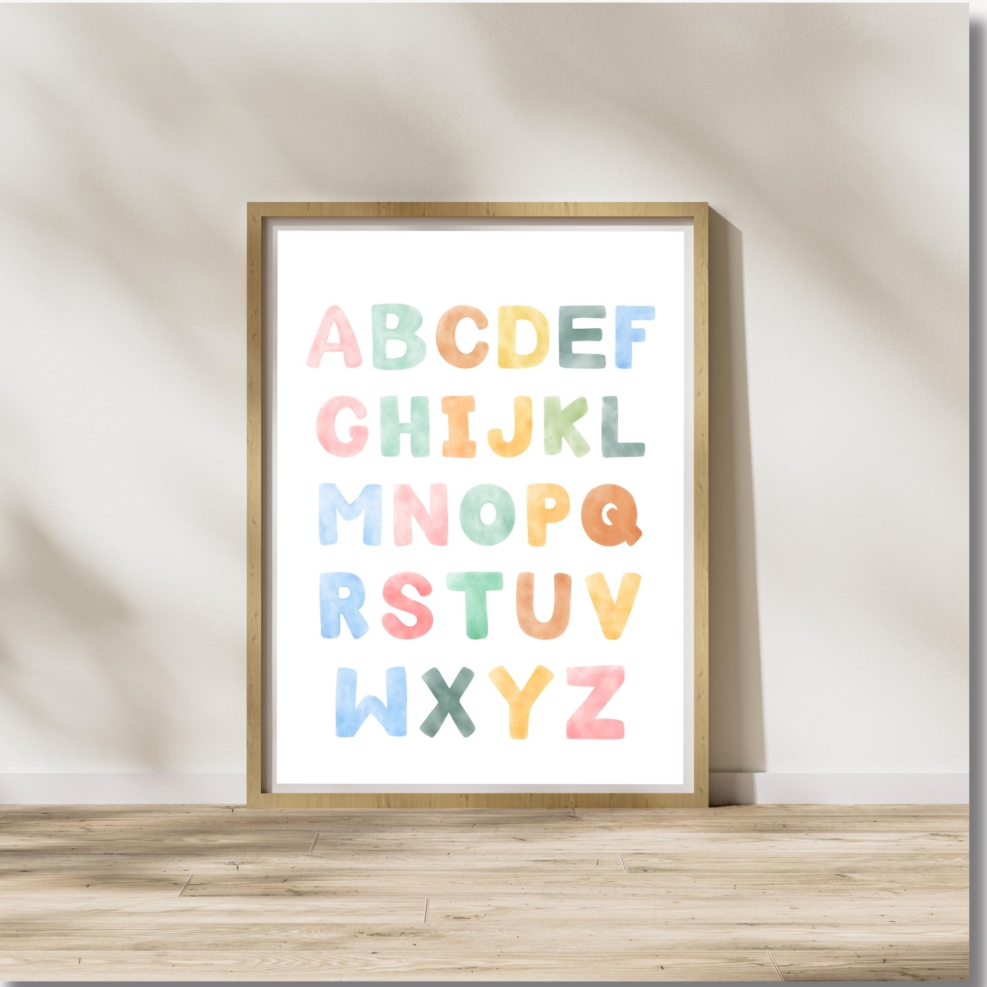 Rainbow Alphabet Poster, ABC Print, Printable Educational Wall Art ...
