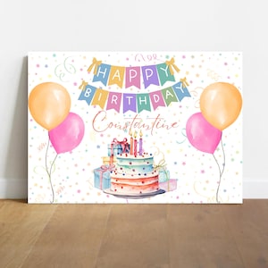 Personalisiertes Happy Birthday Poster: Individueller Name Party Dekoration (Digitaler Download)