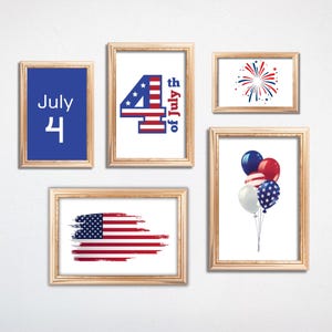 American Flag 4th of July Printable Art Set: Patriotic Home Decor (Digital Download