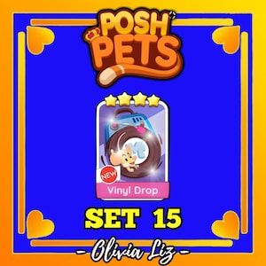 Monopoly Go Sticker 4 Star - Vinyl Drop Set 15 - Posh Pets