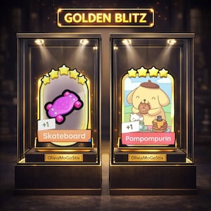 Pegatinas Monopoly Go Golden Blitz - Pompompurin / Monopatín (2 unidades por pedido)
