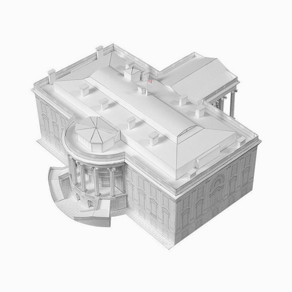 WHITE HOUSE Architecture Paper Model Kit Washington DC Historical Buildings 3D Model United States