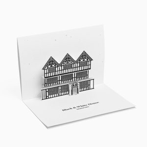 Tarjeta emergente The BLACK and WHITE HOUSE Saludos desde Hereford England Architecture Landmark Tarjeta 3D con sobre