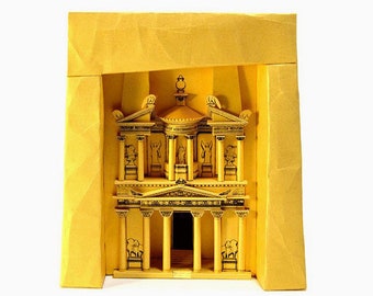 PETRA'S TREASURY Paper Model Kit Indiana Jones Temple Jordan 3D Papercraft Greek Style Back To School Project