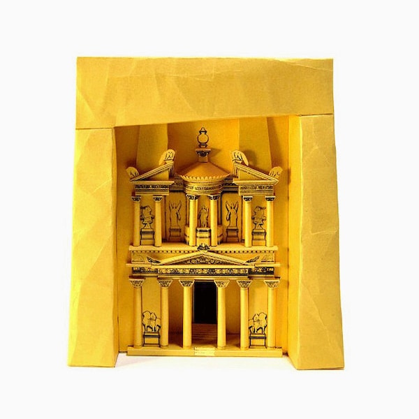 PETRA'S TREASURY Paper Model Kit Indiana Jones Temple Jordan 3D Papercraft Greek Style Back To School Project