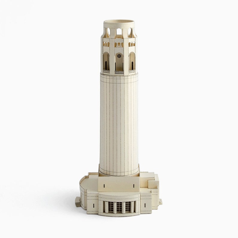 COIT TOWER San Francisco California Architecture Paper Model Kit Holiday Gifts Scale Model Kit image 1