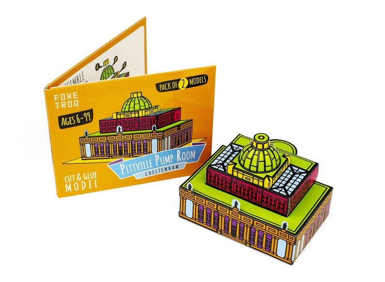 PITTVILLE PUMP ROOM of Cheltenham, England: Cut-Out Paper Model Kit for Kids by FoxeTroo Twin Pack Paper 3D Architecture Gift image 10