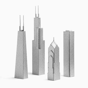 CHICAGO SKYSCRAPERS Paper Model Kit of Four Skyscrapers Made from Luxury Card