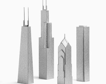 CHICAGO SKYSCRAPERS Paper Model Kit of Four Skyscrapers Made from Luxury Card