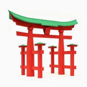 TORII GATE Japanese Traditional Architecture Paper Model Kit Miyajima Itsukushima Shrine Paper Craft Kit