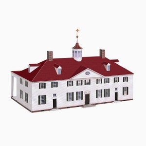 MOUNT VERNON Architecture Paper Model Kit George Washington Virginia Mansion Crafting Kit image 9