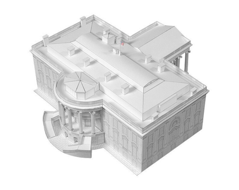 WHITE HOUSE Architecture Paper Model Kit Washington DC Historical Buildings 3D Model United States