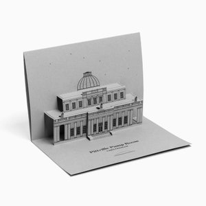 Biglietto pop-up PITTVILLE PUMP ROOM, punto di riferimento dell'architettura di Cheltenham, biglietto di auguri da Cheltenham con busta, felice primo anniversario