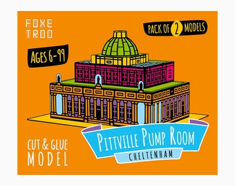 Cheltenham Pittville Pump Room Paper Model Kit: FoxeTroo Twin Pack 3D Architecture Gift
