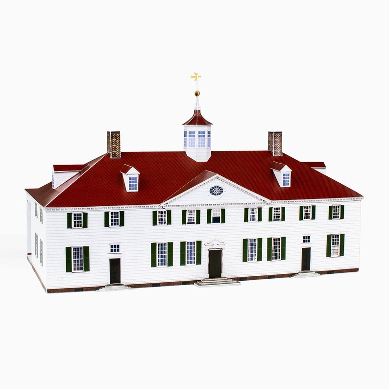 MOUNT VERNON Architecture Paper Model Kit George Washington Virginia Mansion Crafting Kit image 1