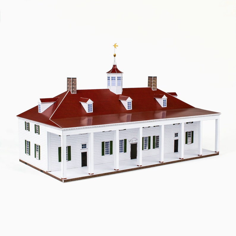 MOUNT VERNON Architecture Paper Model Kit George Washington Virginia Mansion Crafting Kit image 6