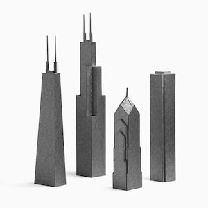 Kit di modellismo in carta per i GRATTACIELI di CHICAGO: modello architettonico in argento, oro e platino, fai da te, regalo di architettura, facile creazione in carta 3D