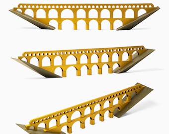 PONT DU GARD Bridge Architecture Paper Model Kit Nimes Paper Craft Ancient Roman Aqueduct 3D Gold Antique Olive Color Printed or Pre-Cut Kit