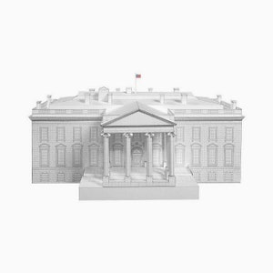Assembled 3D scale model of the White House, the official residence and principal workplace of the President of the United States.