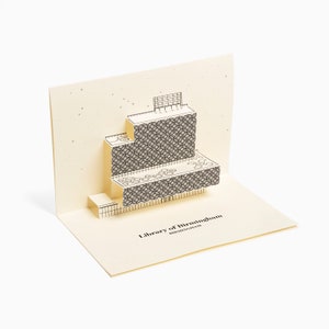 BIBLIOTECA de BIRMINGHAM Tarjeta de felicitación emergente con sobre, A6, famosos monumentos arquitectónicos británicos, feliz primer aniversario, mejores deseos