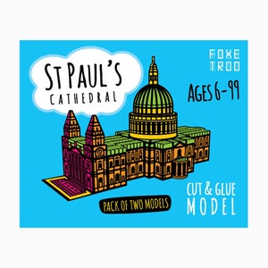 St PAUL'S CATHEDRAL in LONDON, FoxeTroo Cut-Out Paper Model Kit for Kids, Pack of Two Models, Paper 3D Architecture, Kids Craft Ideas