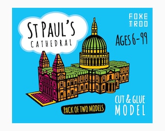 St Paul's Cathedral Paper Model Kit, London Architecture, Kids Craft (Pack of Two)