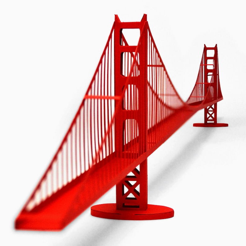GOLDEN GATE BRIDGE Architecture Paper Model Kit San Francisco Art Deco Papercraft 3D Art Supplies Back To School Project Anniversary Gift image 1