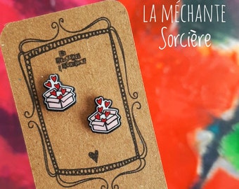 Livraison spéciale, boîte remplie d'amour, prêt à offrir, cadeau mignon, amour ou amitié, petites boucles d'oreilles La Méchante Sorcière