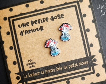 Petite dose d'amour, boucles d'oreilles bouquet de coeurs, bijou à offrir, La Méchante Sorcière, cadeau femme, fille, ado, St-Valentin