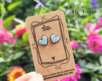 Pendientes de corazoncitos - Menta con puntos negros - La Méchante Sorcière - amor, joya, joyería, regalo, tachuelas de acero inoxidable - golosinas hechas a mano