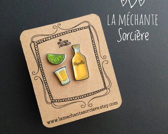 Téquila party, shooter, lime, Boucles d'oreilles asymétriques légères, La Méchante Sorcière, cadeau d'hôtesse, fête, invitation soirée