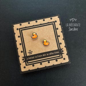 Petits canards jaunes, boucles d'oreilles, animal, image de jouet de bain classique, La Méchante Sorcière, hypoallergène, nature, vintage