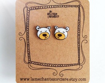 Petits ours polaires, boucles d'oreilles, bijou blanc, La Méchante Sorcière, nature, animal, animaux, non allergène, cadeau femme, fille ado