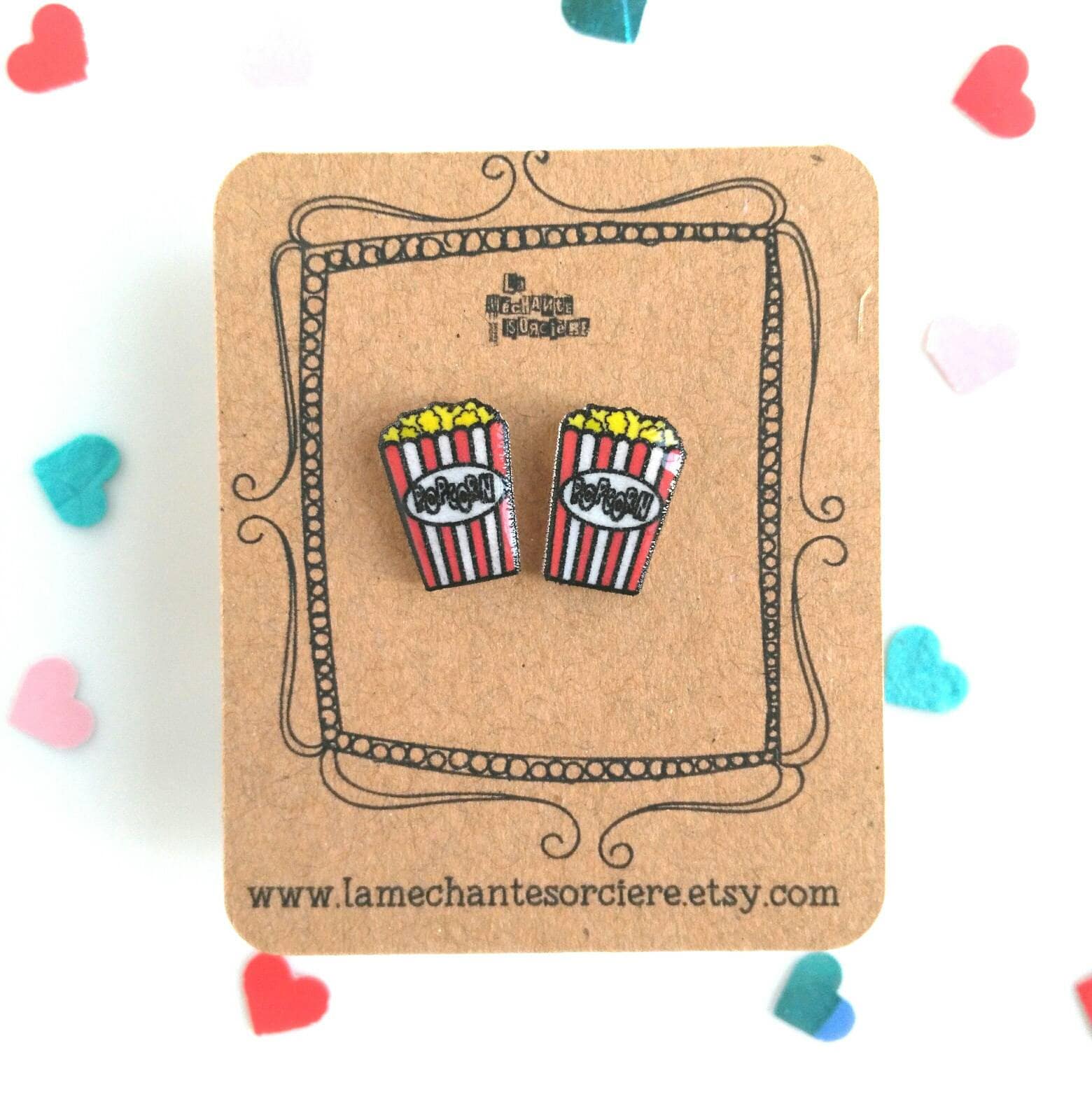 Popcorn Earrings, La Méchante Sorcière, Food, Movie, Snack, Love