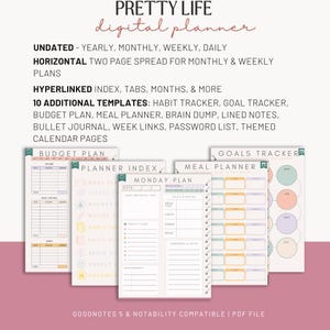 Digitale planner Pretty Life: niet gedateerd | Compatibel met Goodnotes en Notability | Pdf-download