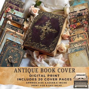 Antique Book Covers | Vintage Junk Journal | Vintage Book Covers | Junk Journal Cover Printable Digital Download Digital File Download PDF
