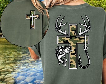 Christian Faith Fishing Hunting Camo Cross PNG (Digital Download)
