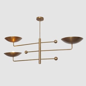 Pendant Light Three Curved Shade Sputnik Ceiling Stilnovo Style Sputnik Chandelier Modern Raw Brass Light Fixture