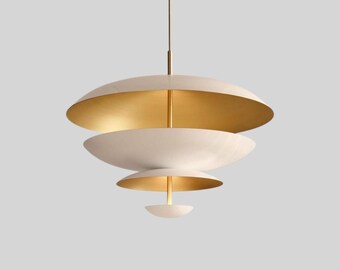 ミッドセンチュリー・スプートニク・シャンデリア：真鍮製イタリアン