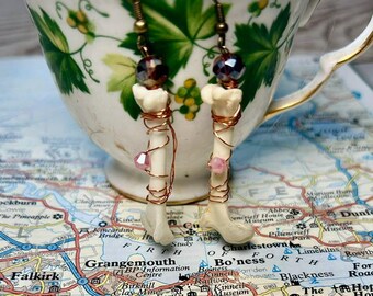 Authentic Bird Bone and Crystal Earrings Ethically Scavenged