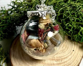 Spell Jar Pendant for Self Love, Self Belief and Intuition Witch Necklace