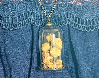 Snow Lotus Bell Jar Necklace Real Dried Flowers