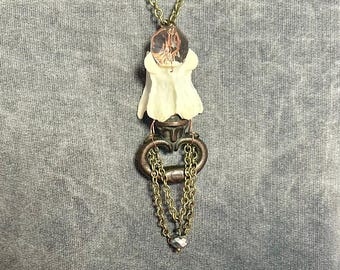 Backbone and Crystal Necklace with Vintage Hardware