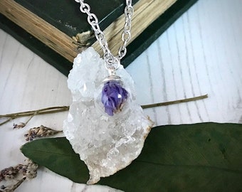Small Dried Flower Petal Pendant Glass Sphere and Cornflower Necklace
