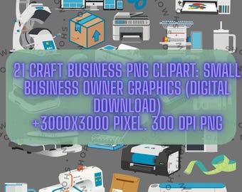 Paquete de imágenes PNG de herramientas y equipos para manualidades / Imágenes prediseñadas de sublimación y herramientas / Prensa térmica, bordado, DTF, cortadora láser / Descarga de gráficos para pequeñas empresas