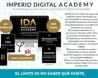 Gana dinero online con la academia Ida en español / Más de 50 cursos digitales + Más de 20.000 derechos de reventa / Ingresos pasivos / Kit para iniciar un negocio online
