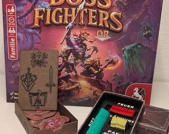 Einlage, Box und 72 Token für Boss Fighters QR, ideal für organisation und Sichtbarkeit