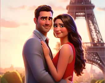 Custom Pixar Style Portrait from Photo: Personalized Cartoon Gift (Digital)