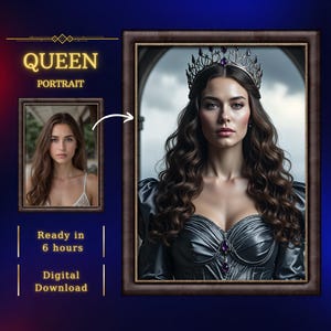 Custom Renaissance Royal Portrait: Personalized Queen Art (Digital Download)