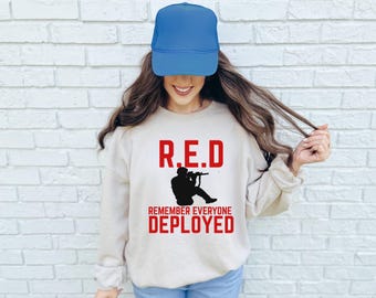 R.E.D Remember Everyone Deployed Shirt, Military Support Tee, Patriotic Soldier Silhouette Top, Deployment Friday Outfit, Troop Support Gift